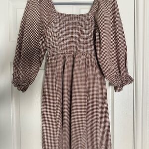 Rylee & Cru Brown Gingham Women's Mini Dress